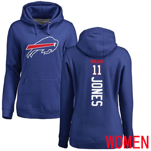 NFL Women Buffalo Bills 11 Zay Jones Royal Blue Backer Pullover Hoodie Sweatshirt